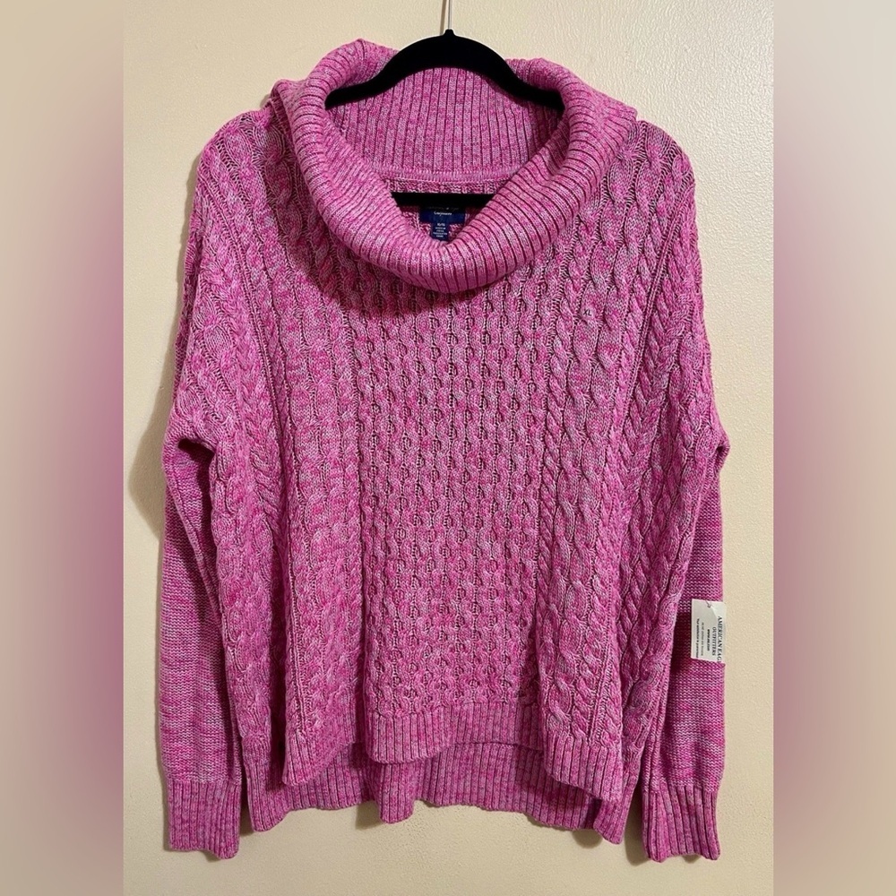 American Eagle Outfitters Pink Cowl Neck Sweater